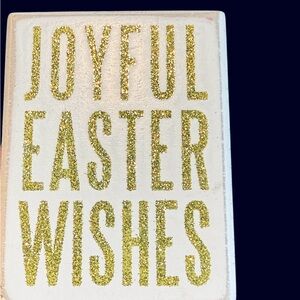 NWT Primitive by Kally Philips White and Gold Rustic Easter Box Sign